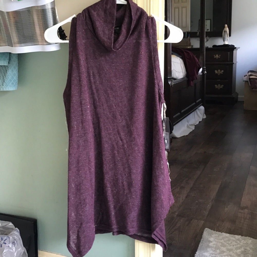 Sleeveless mock neck tunic